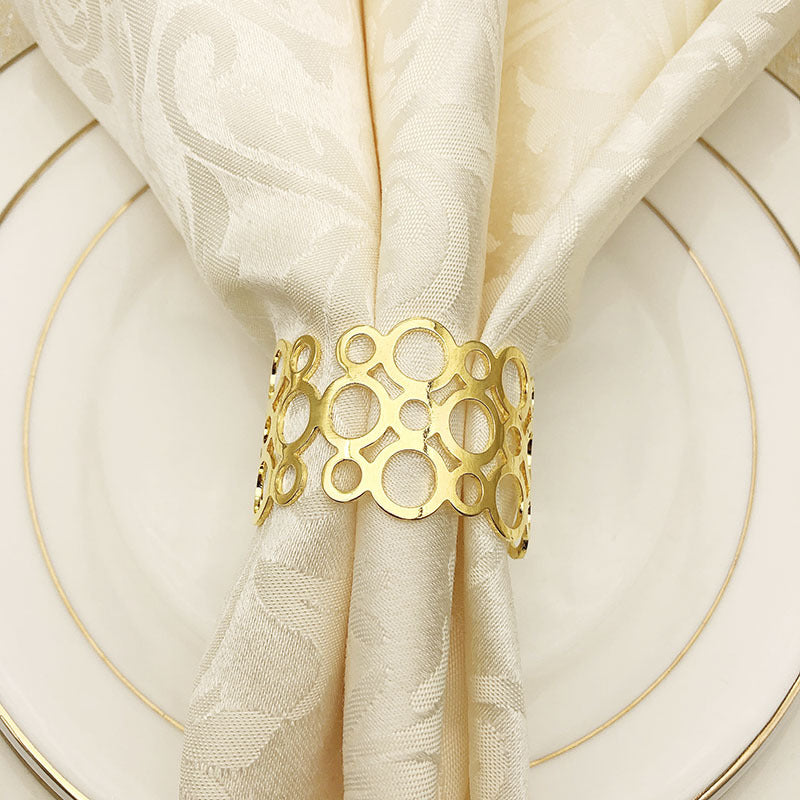 Metal Napkin Ring Napkin Buckle Towel Buckle Cloth Ring Golden Napkin Ring Hollow