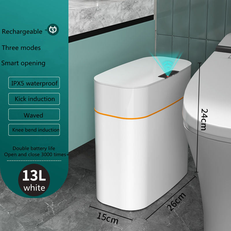 Automatic Smart Trash Can With Lid For Bathroom Storage Trash