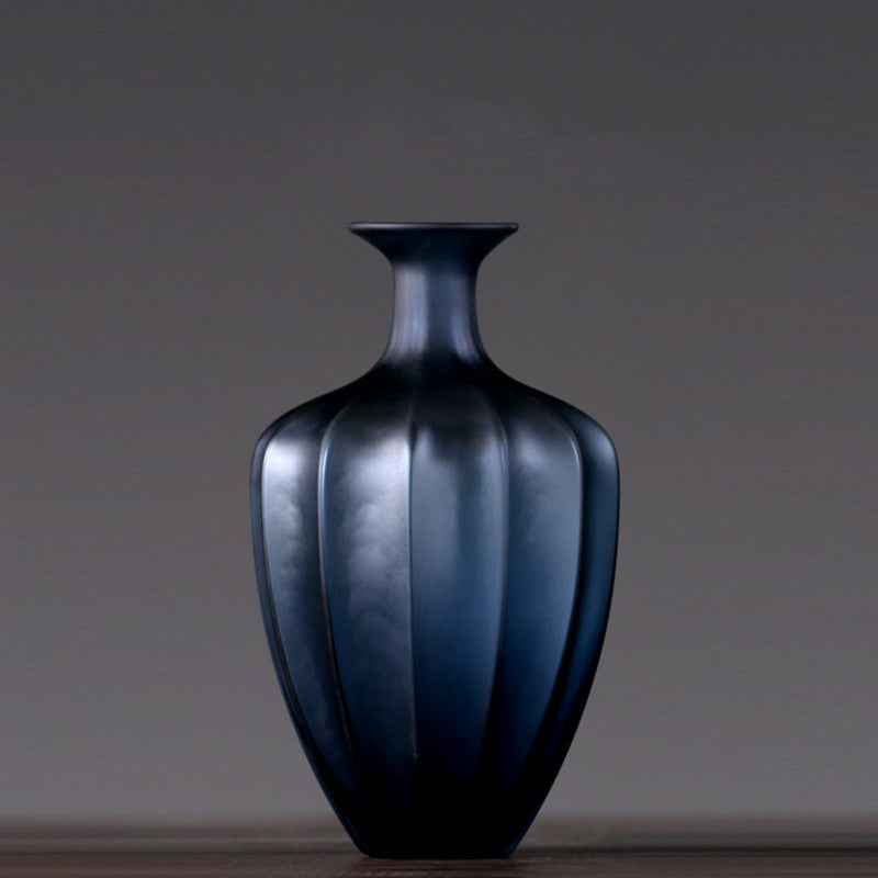 Blue Glass Vase American Modern Minimalist Model Room Furnishings