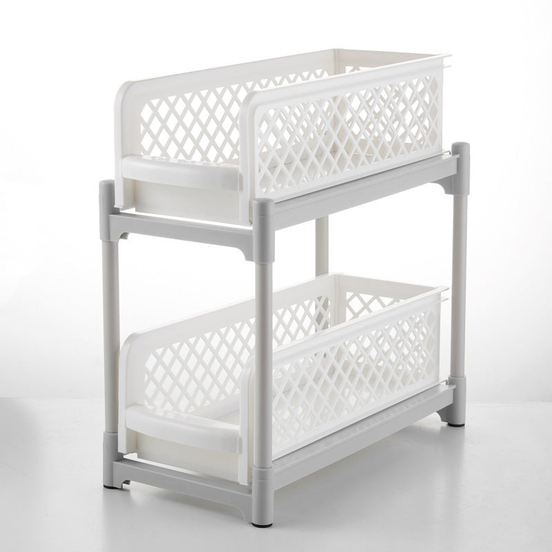 2 Tier Sliding Cabinet Basket Organizer Drawer Mesh Storage Organizer