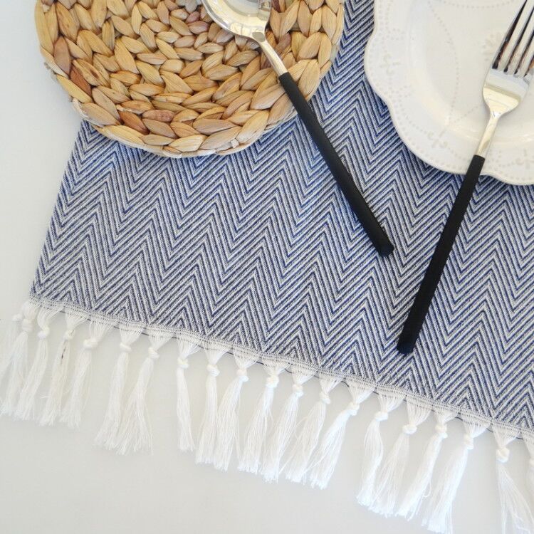 Cotton wavy fringe fabric napkin tea towel