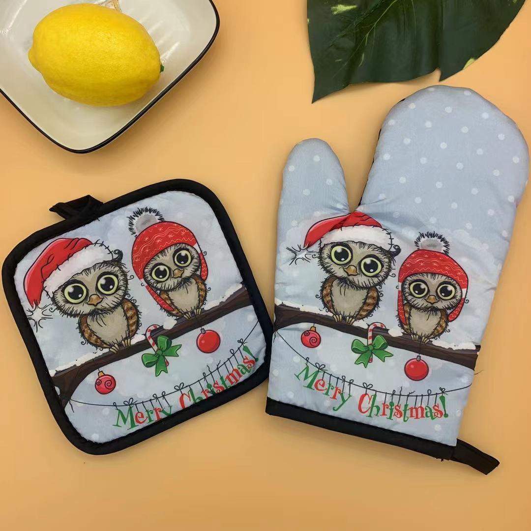 Christmas Kitchen Utensils Printed Oven Mitts