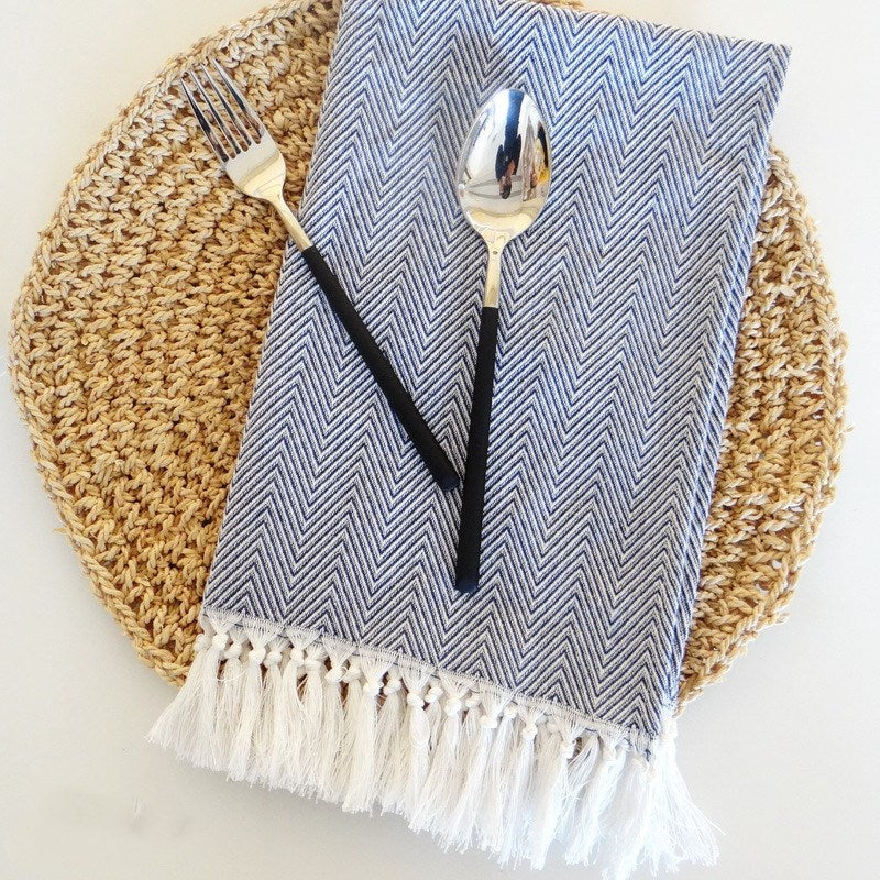 Cotton wavy fringe fabric napkin tea towel