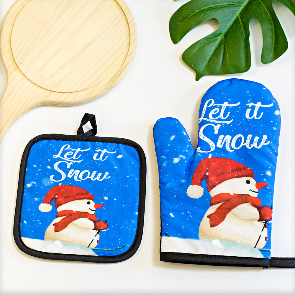 Christmas Kitchen Utensils Printed Oven Mitts