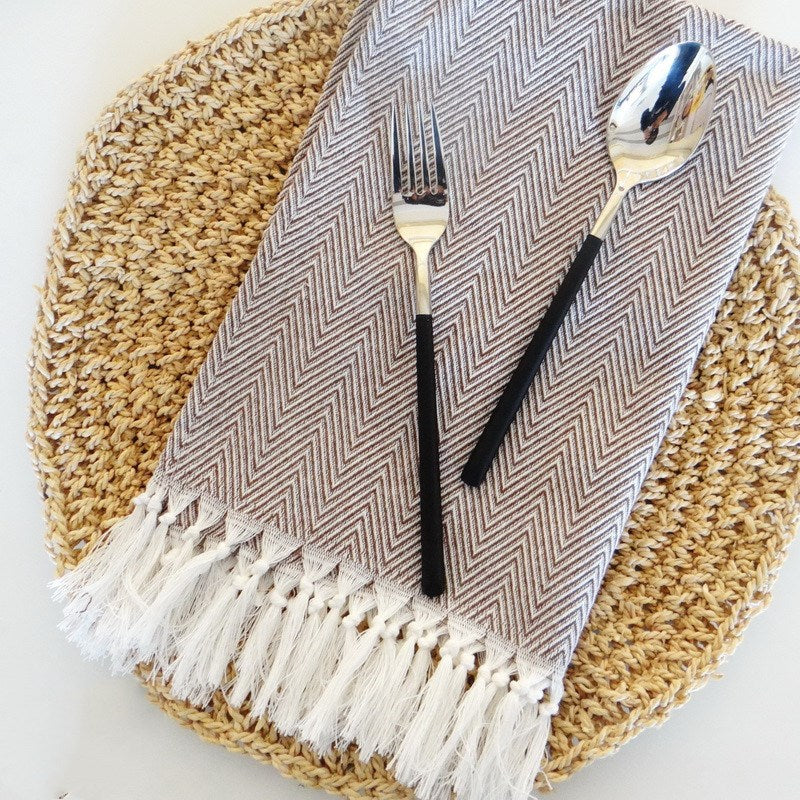 Cotton wavy fringe fabric napkin tea towel