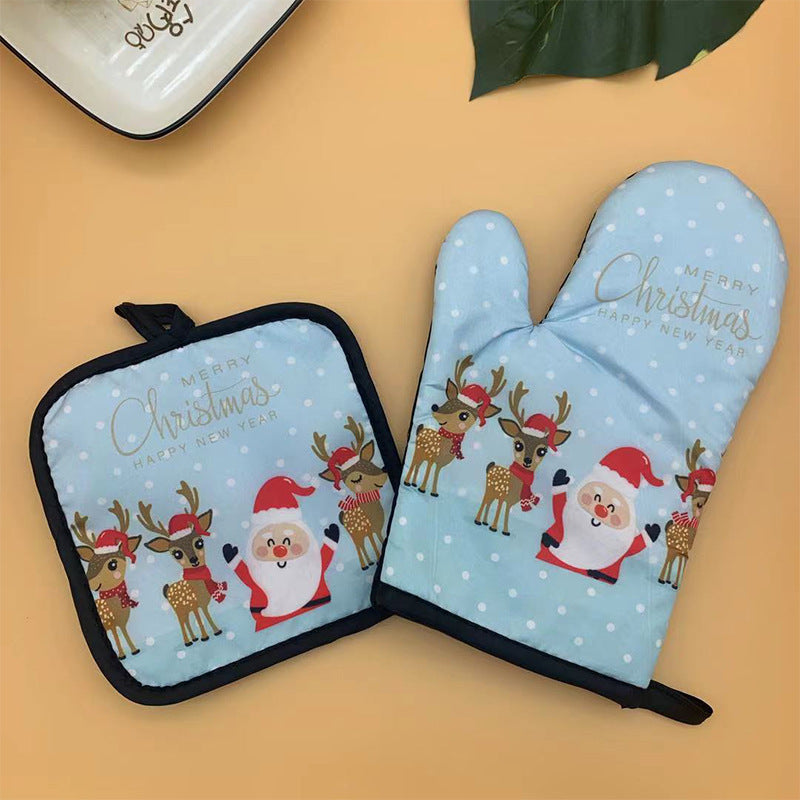 Christmas Kitchen Utensils Printed Oven Mitts