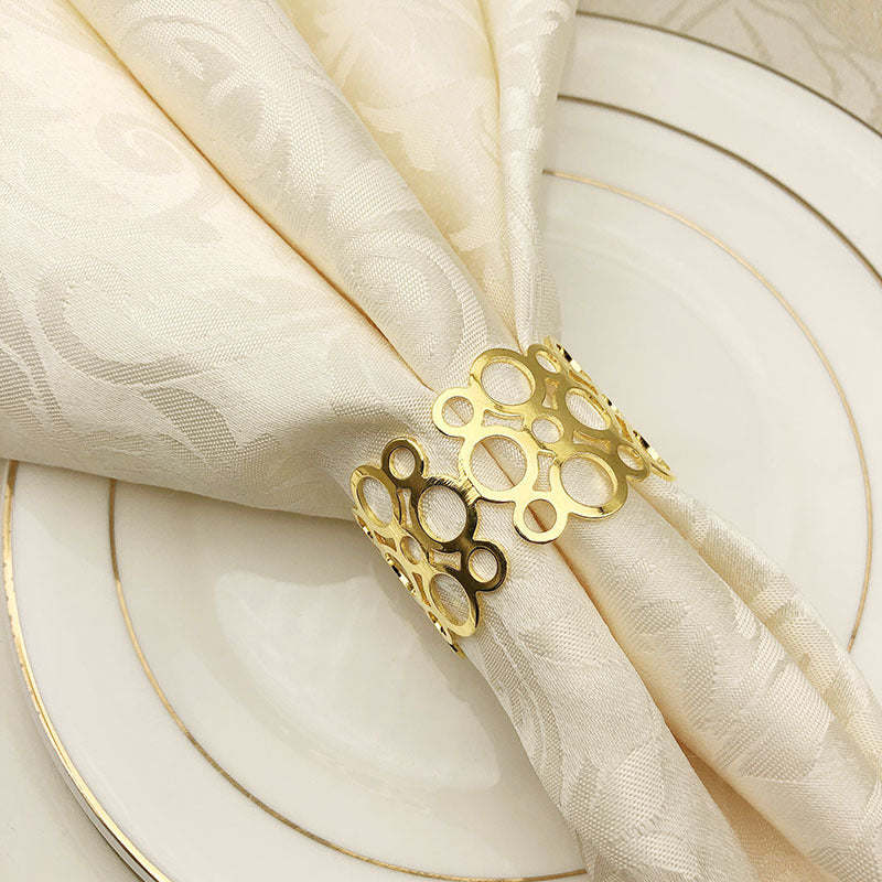 Metal Napkin Ring Napkin Buckle Towel Buckle Cloth Ring Golden Napkin Ring Hollow