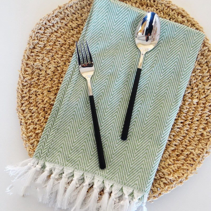 Cotton wavy fringe fabric napkin tea towel