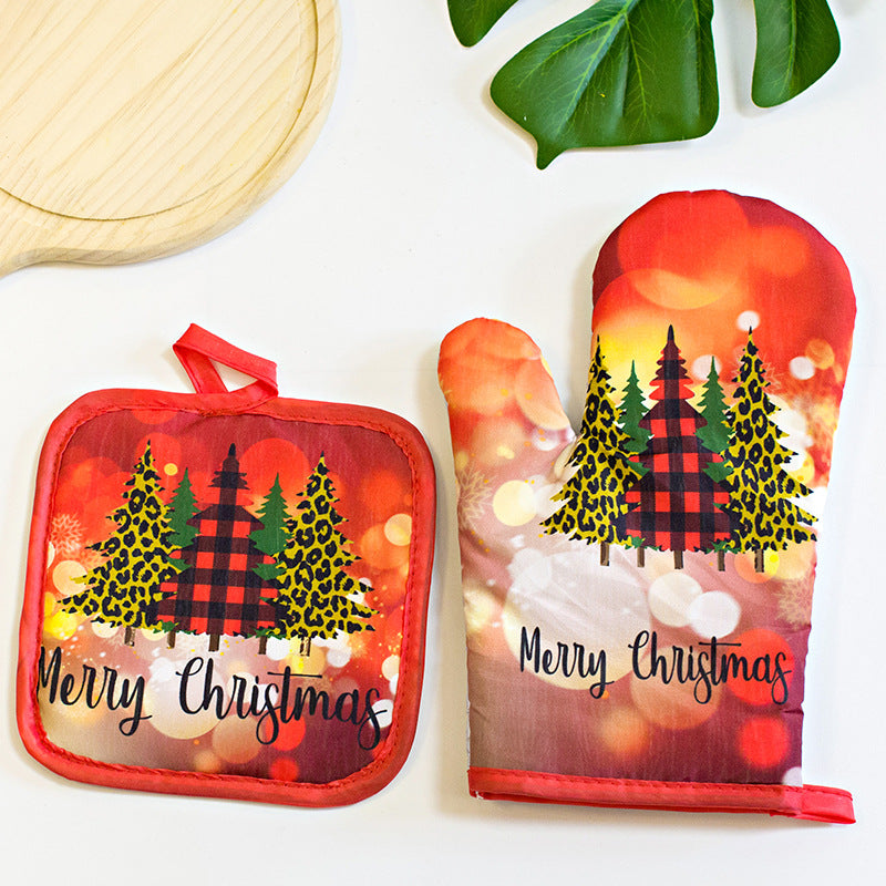 Christmas Kitchen Utensils Printed Oven Mitts