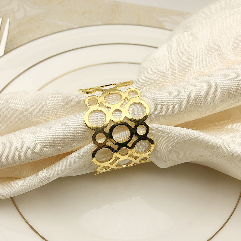 Metal Napkin Ring Napkin Buckle Towel Buckle Cloth Ring Golden Napkin Ring Hollow