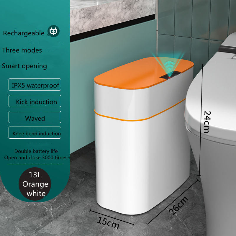 Automatic Smart Trash Can With Lid For Bathroom Storage Trash