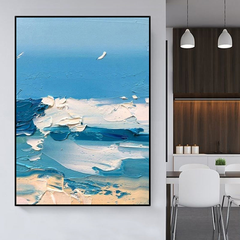 Modern Minimalist And Abstract Blue Ocean Canvas Painting