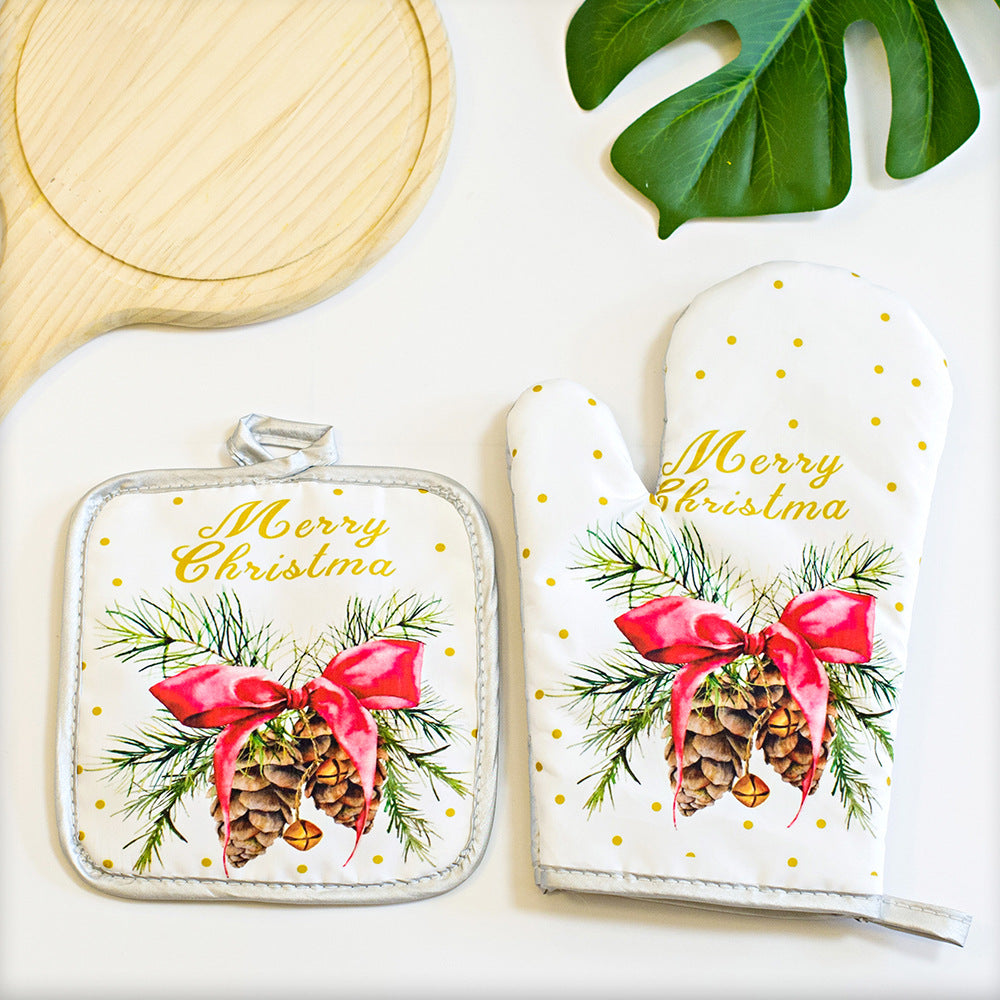 Christmas Kitchen Utensils Printed Oven Mitts