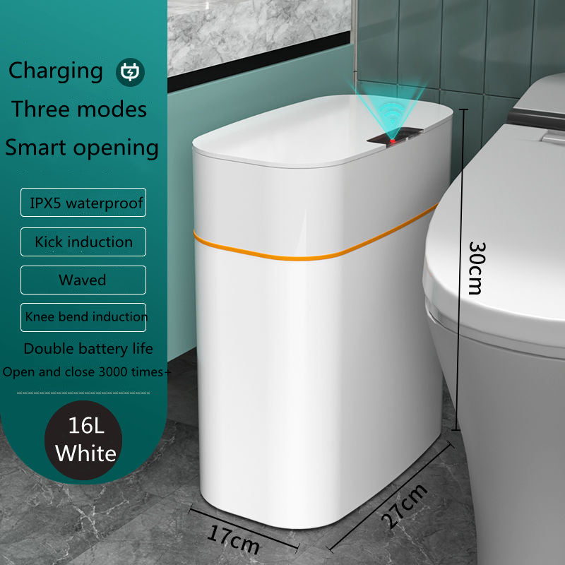 Automatic Smart Trash Can With Lid For Bathroom Storage Trash