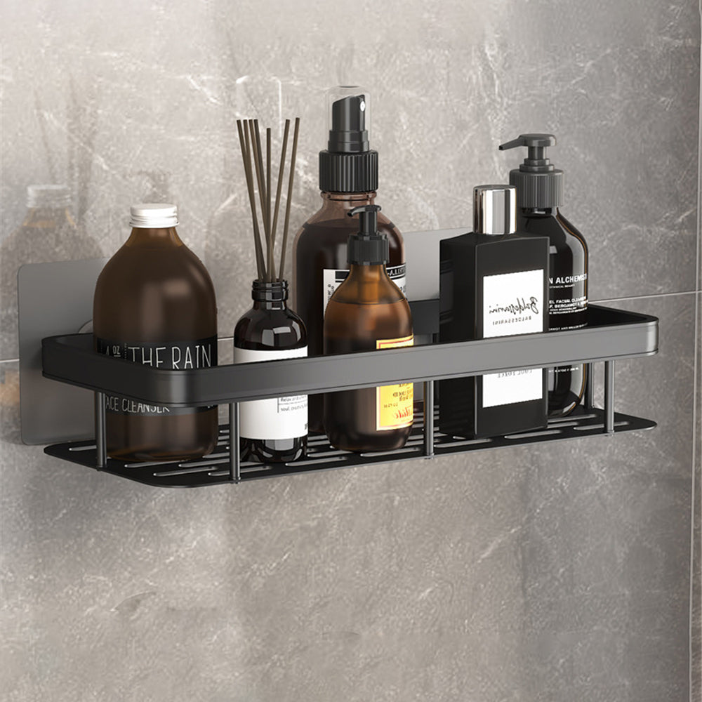 Space Aluminum Shelf Bathroom Black Rectangular Wall Hanging Kitchen And Bathroom Dual-use Shelf