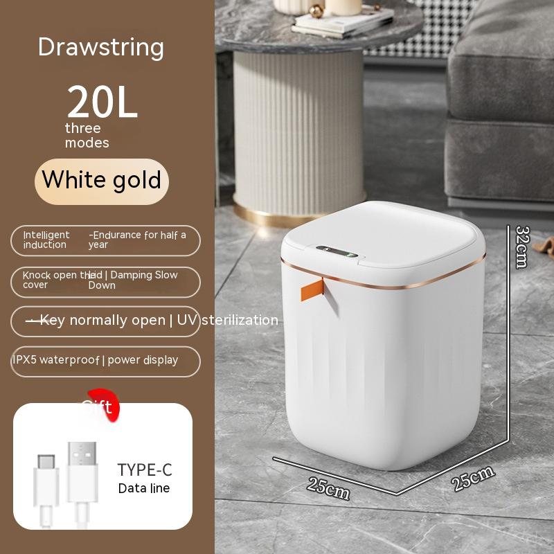 Automatic Smart Trash Can With Lid For Bathroom Storage Trash