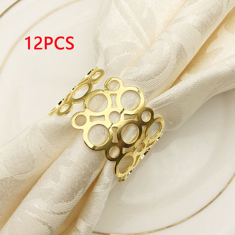 Metal Napkin Ring Napkin Buckle Towel Buckle Cloth Ring Golden Napkin Ring Hollow