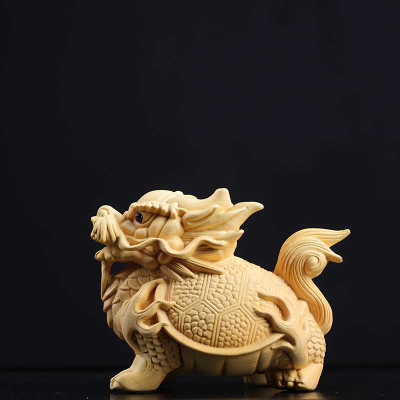 Dragon Tortoise Handle Pieces Of Wood Carving Ornaments