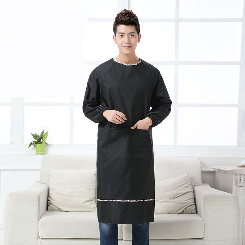 Kitchen apron with long sleeves