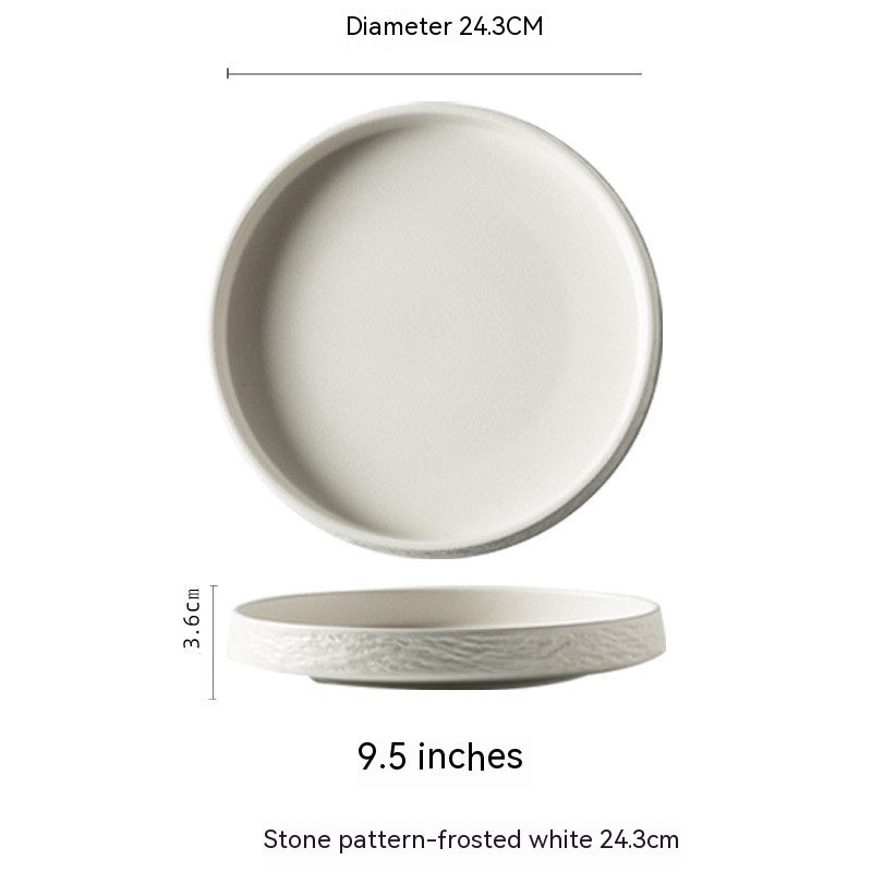 Household Ceramic Round Meal Tray Deep Plates Dumpling Plate Hotel Japanese Style Tableware