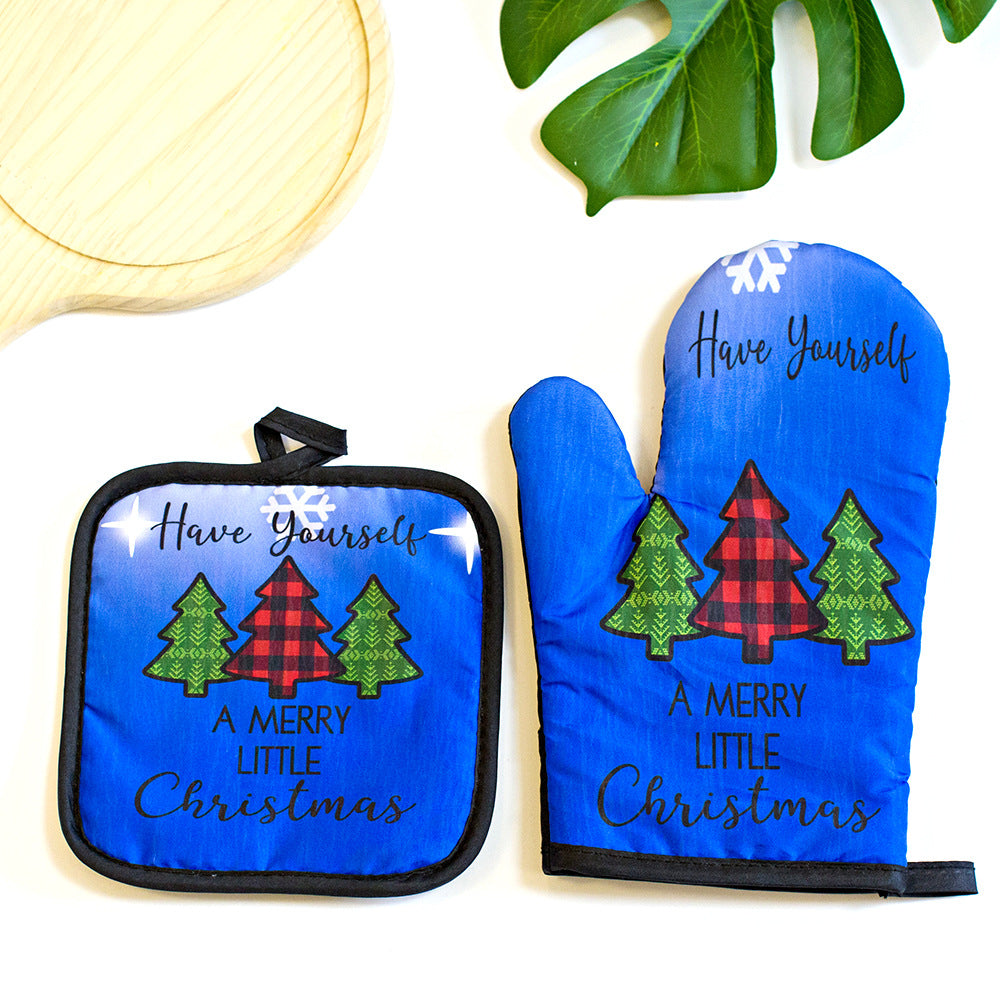 Christmas Kitchen Utensils Printed Oven Mitts