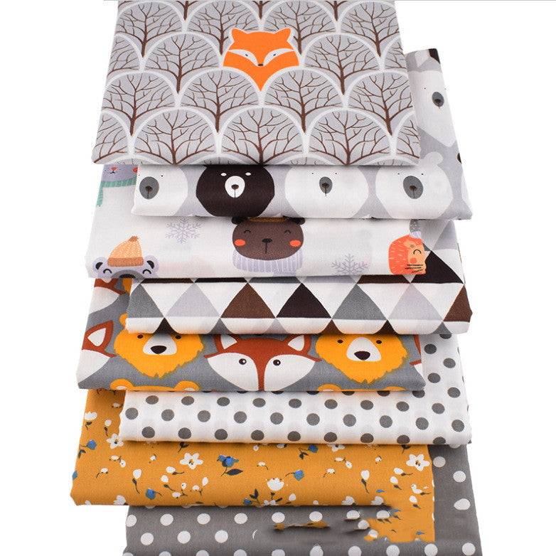 Fox Bear Cotton Twill Printed Fabric DIY Handmade