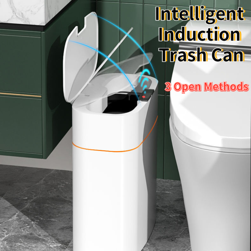 Automatic Smart Trash Can With Lid For Bathroom Storage Trash