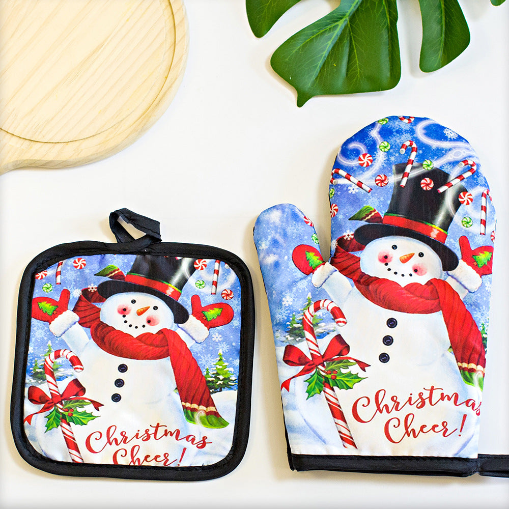 Christmas Kitchen Utensils Printed Oven Mitts