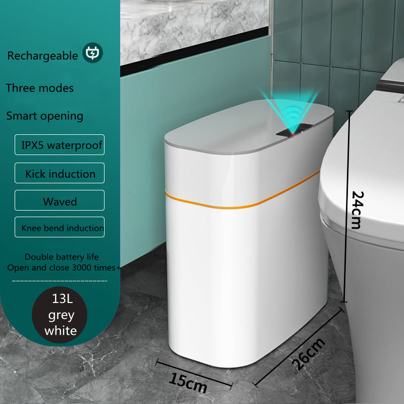 Automatic Smart Trash Can With Lid For Bathroom Storage Trash