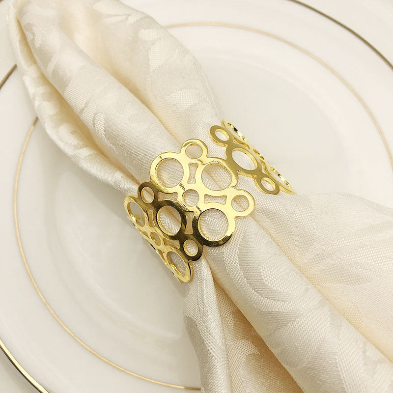 Metal Napkin Ring Napkin Buckle Towel Buckle Cloth Ring Golden Napkin Ring Hollow