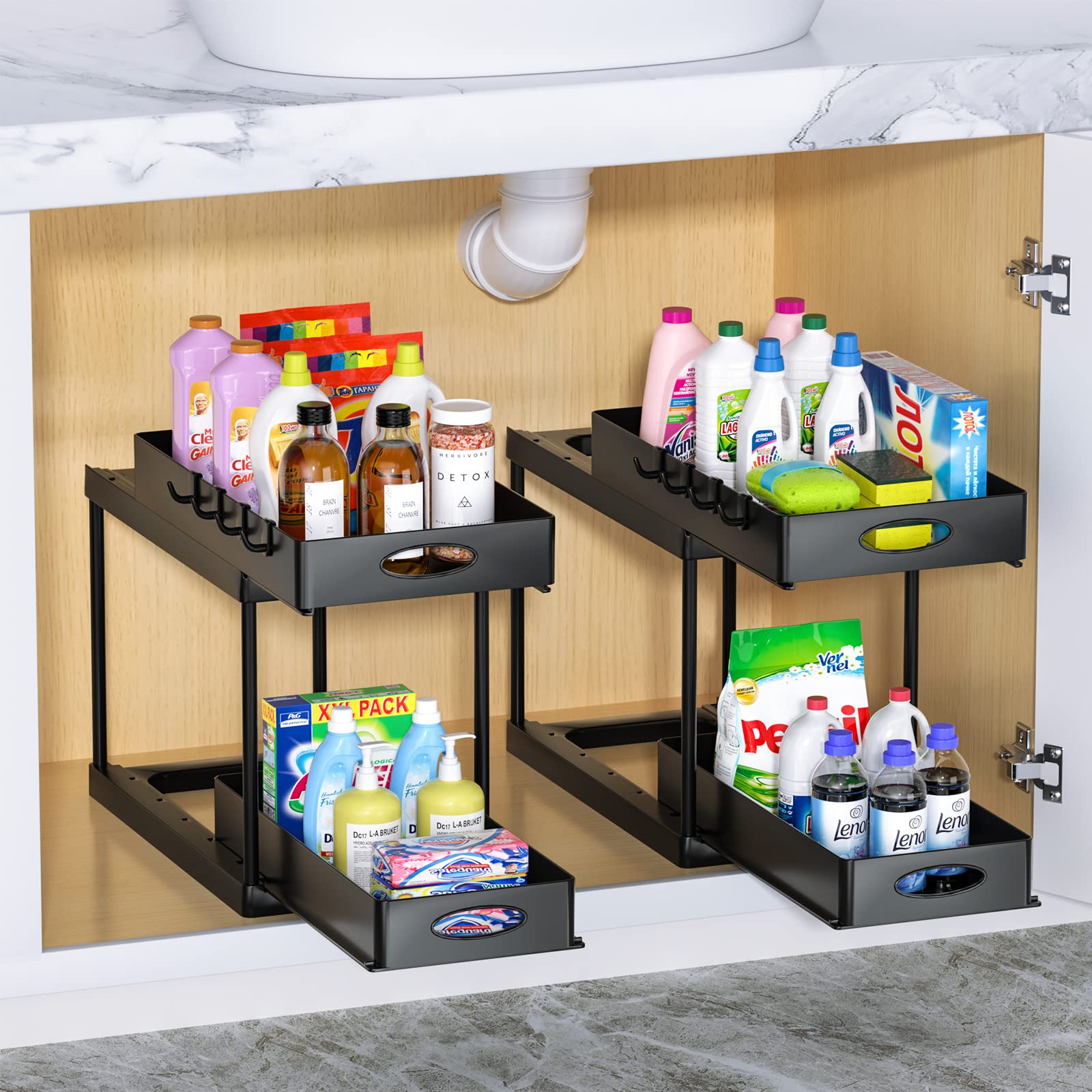 Dual Sliding Cabinet Under Sink Organizer