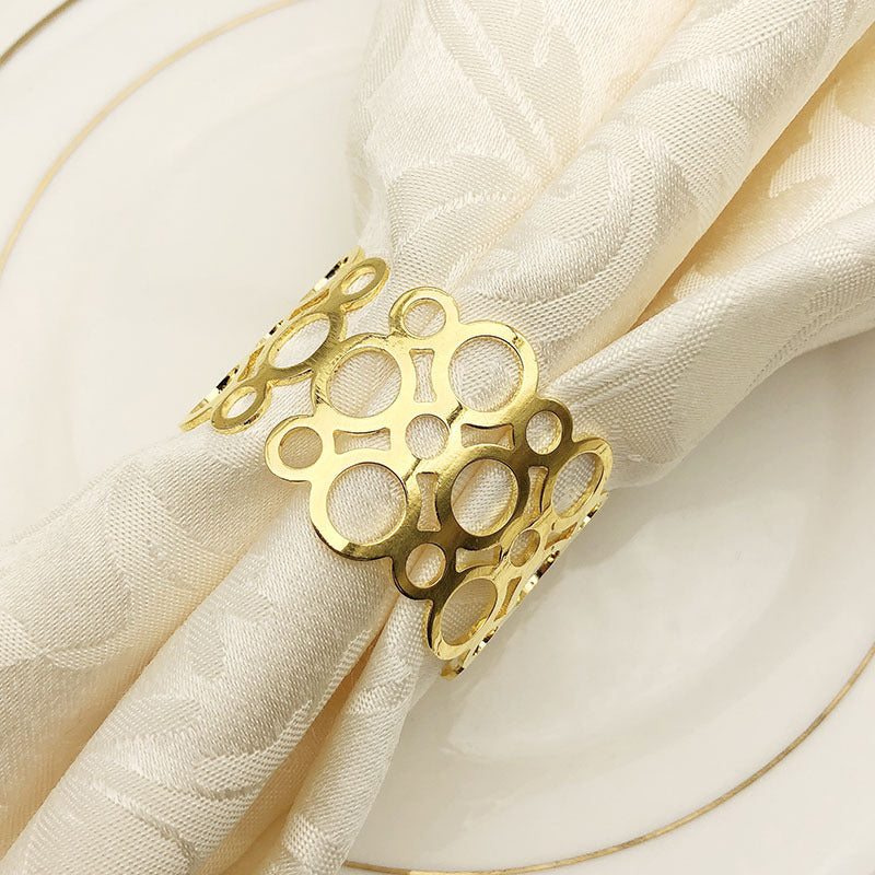 Metal Napkin Ring Napkin Buckle Towel Buckle Cloth Ring Golden Napkin Ring Hollow