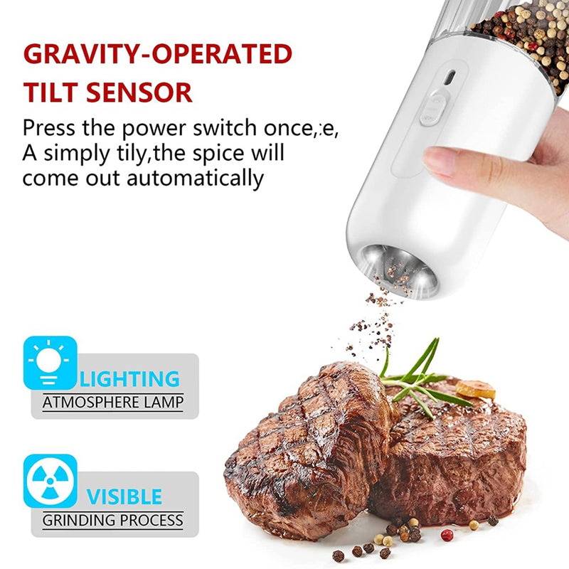 Gravity Pepper Mills Electric Salt And Pepper Grinder Adjustable Coarseness With LED Light Kitchen Gadgets