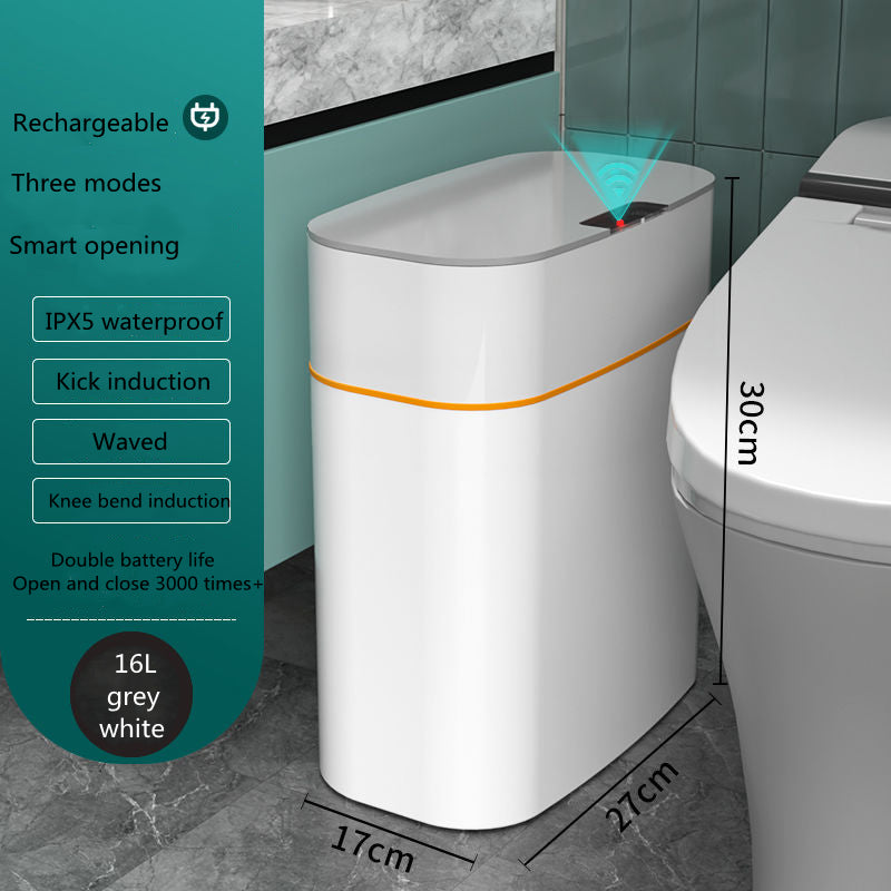 Automatic Smart Trash Can With Lid For Bathroom Storage Trash