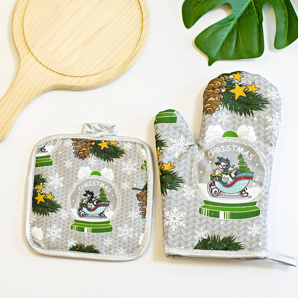 Christmas Kitchen Utensils Printed Oven Mitts