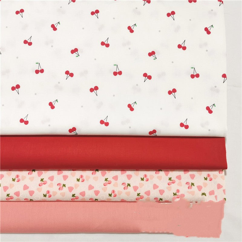 Heart-shaped Cherry Cotton Twill Fabric Cotton Handmade Pajamas Baby Clothes Fabric