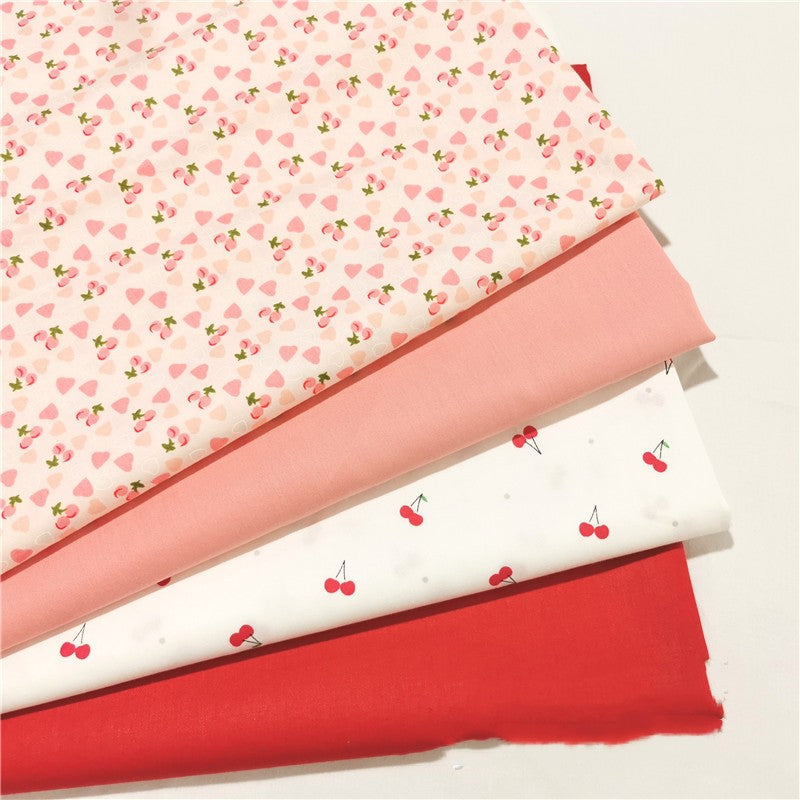 Heart-shaped Cherry Cotton Twill Fabric Cotton Handmade Pajamas Baby Clothes Fabric