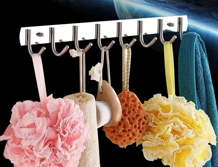 Punch-free Thickened Stainless Steel Hook Rack Kitchen Utensils Row Hook Storage