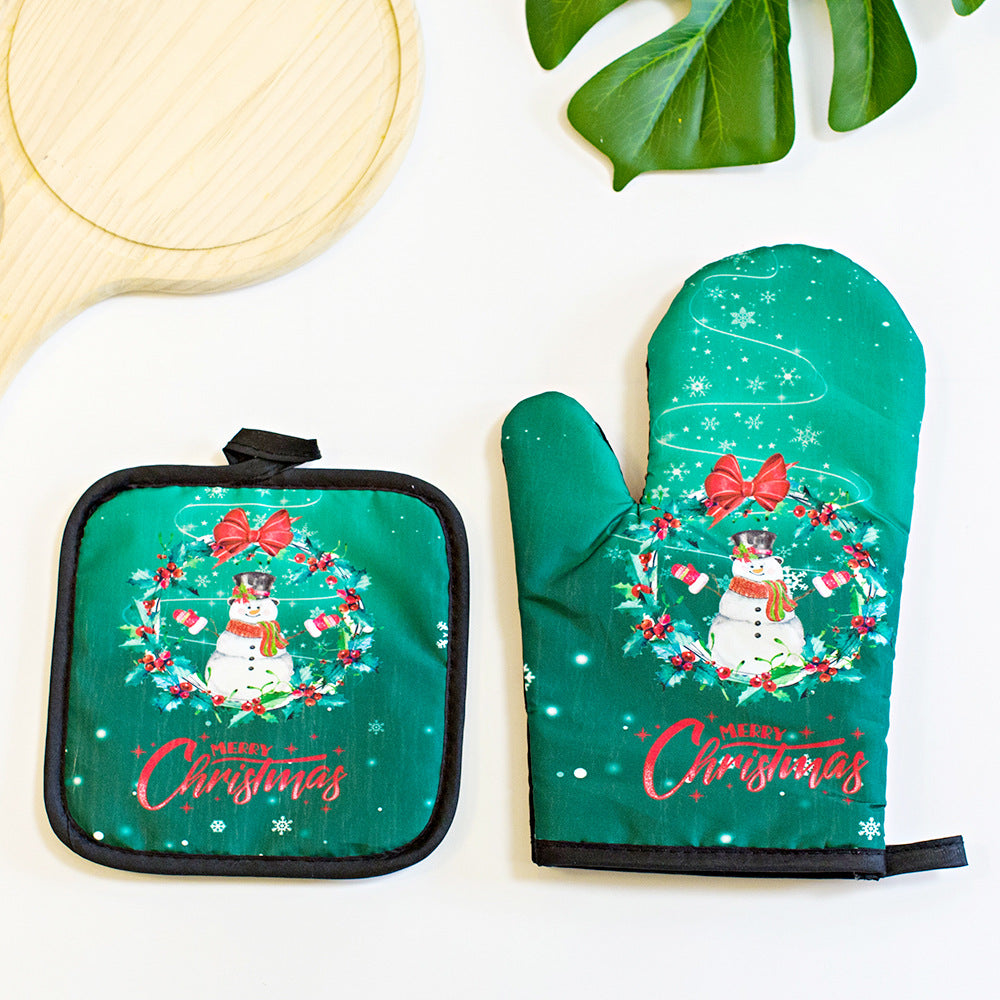 Christmas Kitchen Utensils Printed Oven Mitts