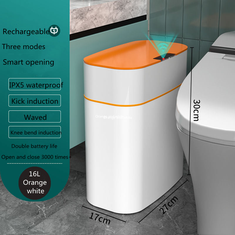 Automatic Smart Trash Can With Lid For Bathroom Storage Trash